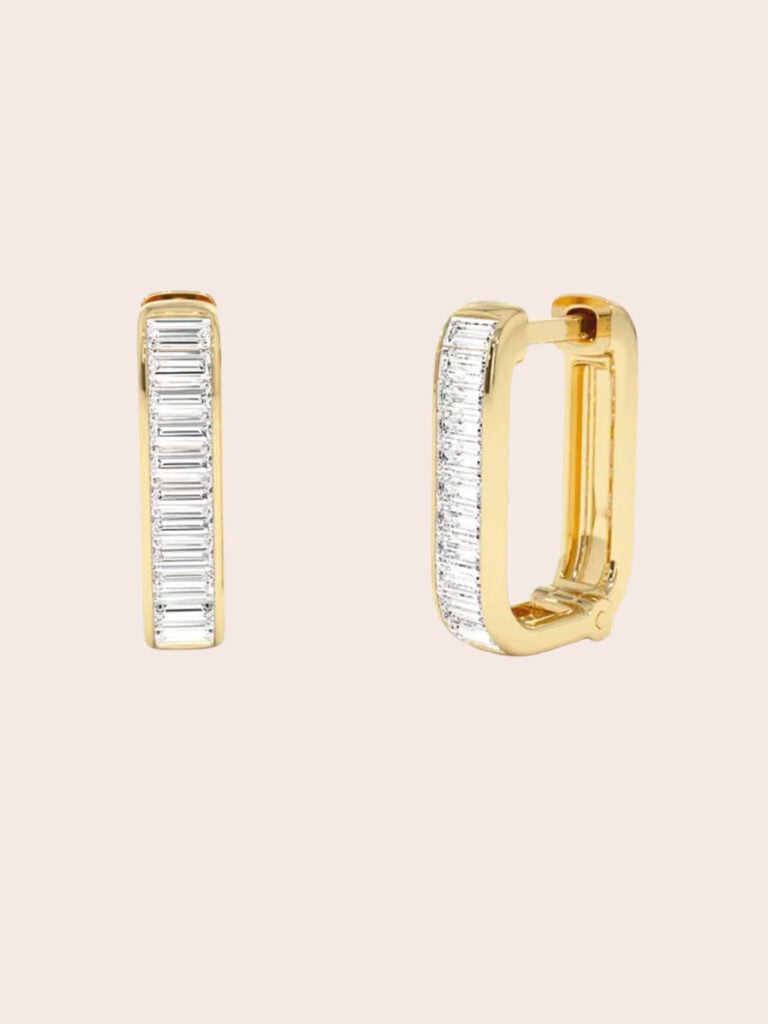 Temple & Grace Channel Set Baguette Diamond Huggies Temple & Grace Channel Set Baguette Diamond Huggies