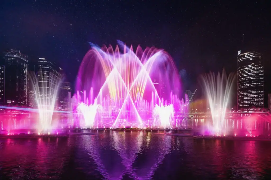 Lasers and lights making up the Bright Nights by ANZ visual display.