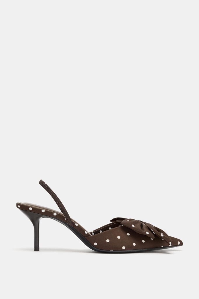 Zara Polka Dot Print High-Heel Shoes With Bow Zara Polka Dot Print High-Heel Shoes With Bow