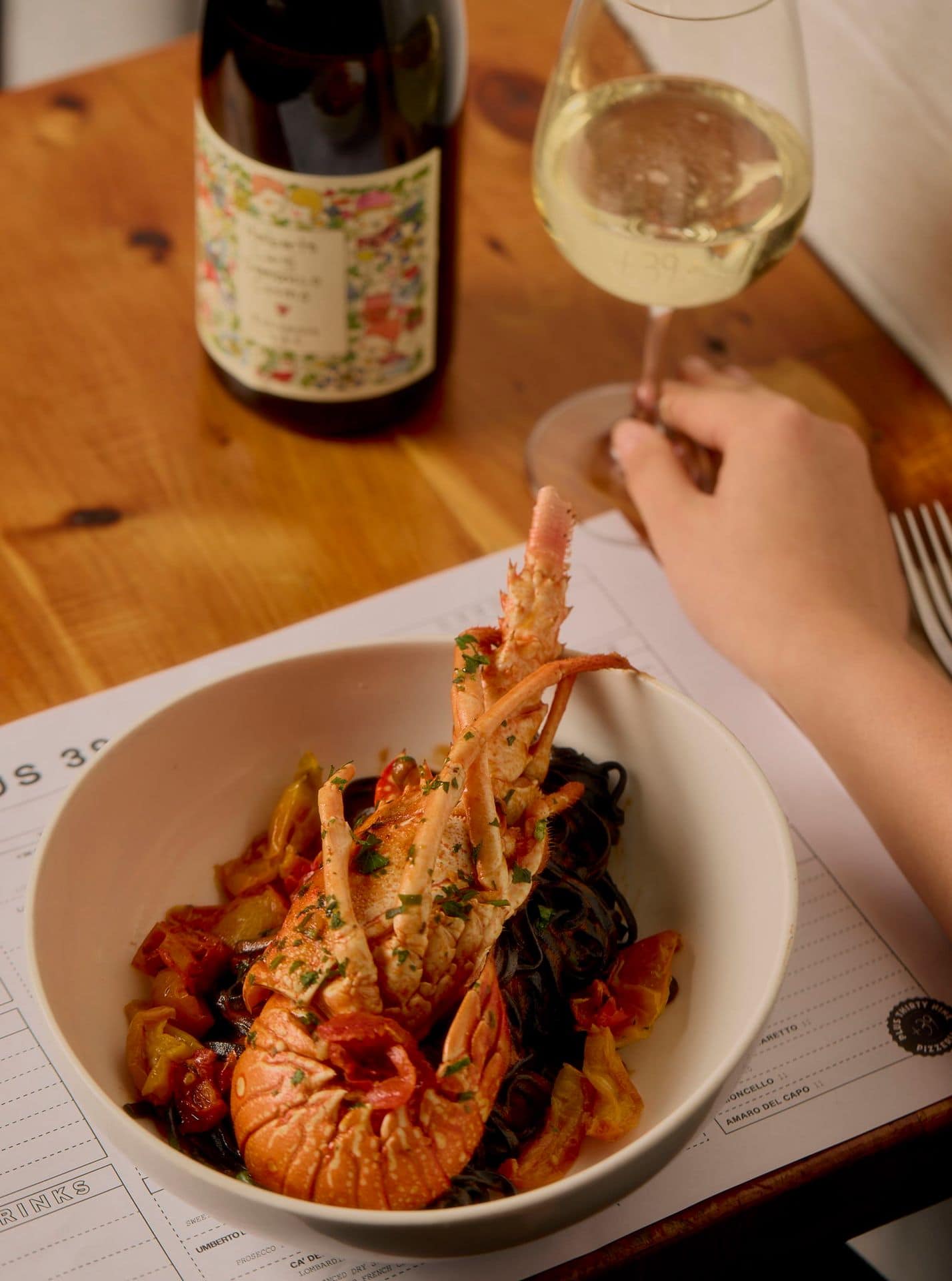 Lobster pasta dish at +39 Pizzeria, Melbourne CBD