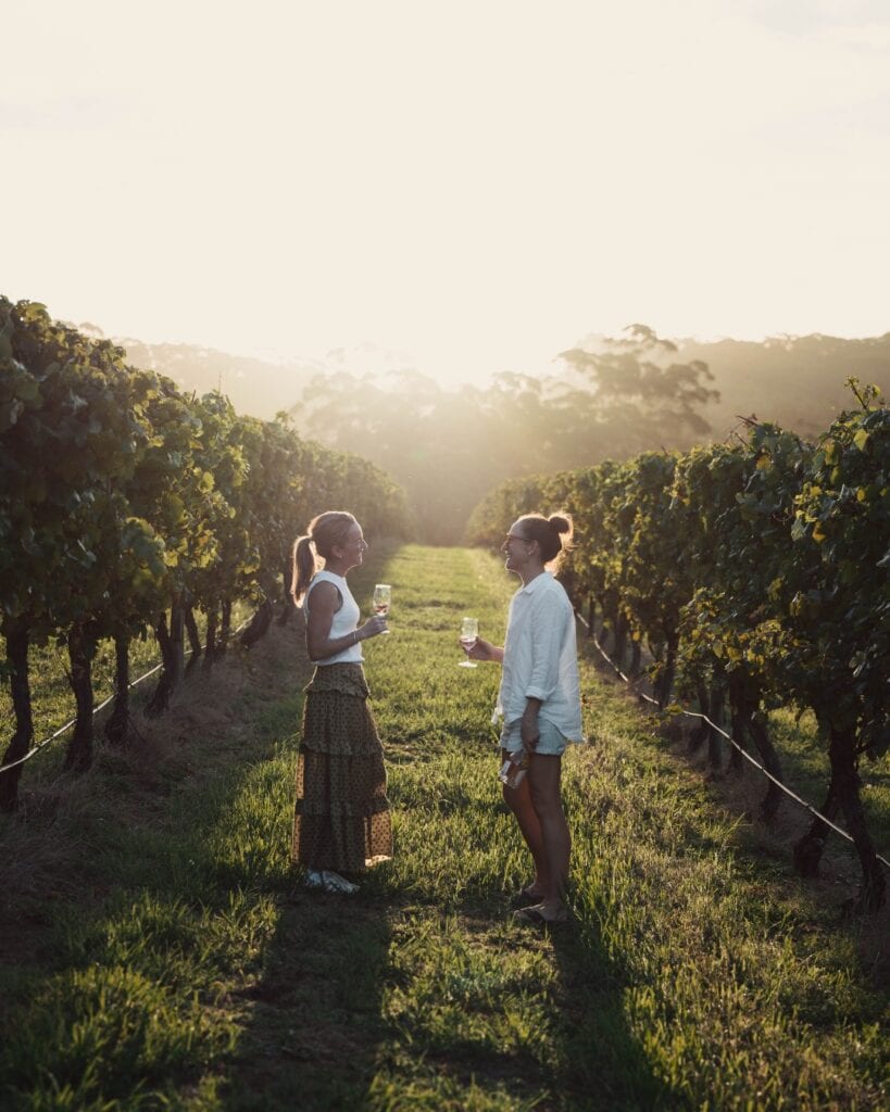 Two women at a Denmark winery in Western Australia