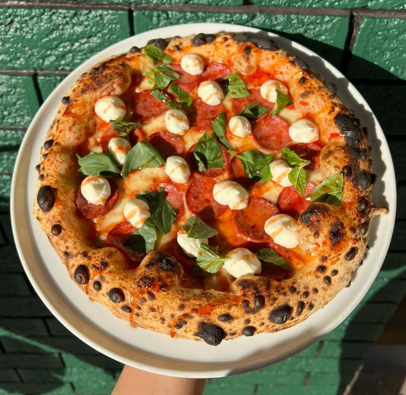Pepperoni ricotta and honey pizza at Ember Pizza Forestville Sydney