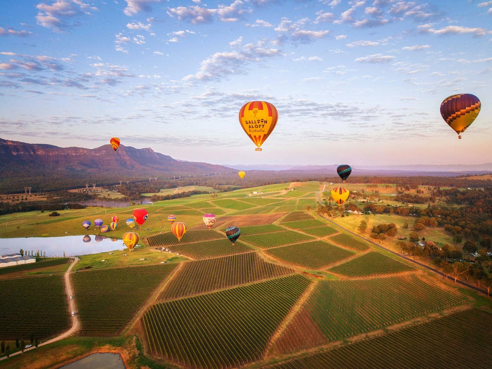 Hot air balloons over Hunter Valley vineyards NSW Sitchu Awards 2025 Best Region Weekend Escape winner