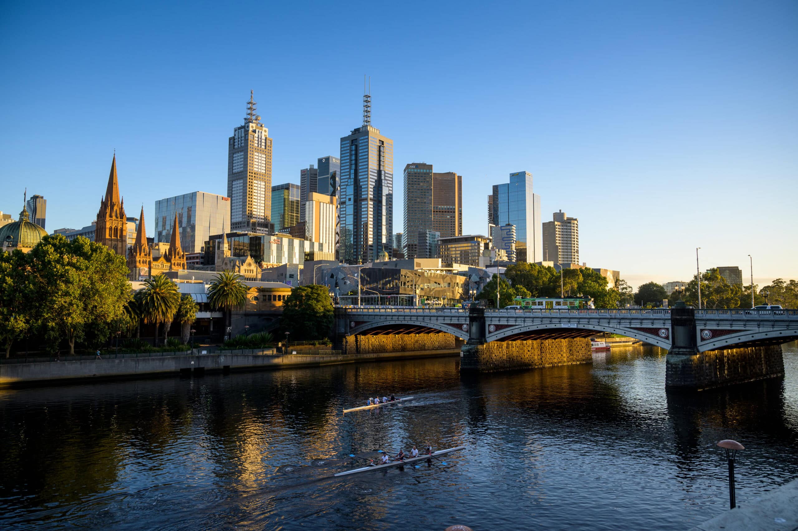 View of Melbourne skyline from Southbank.