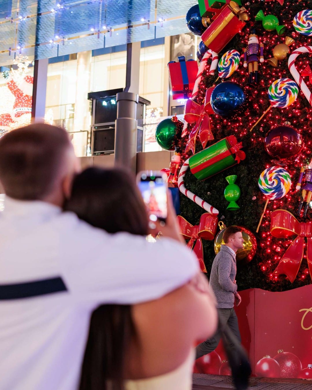 A couple at the Rio Tinto Christmas Lights in Perth