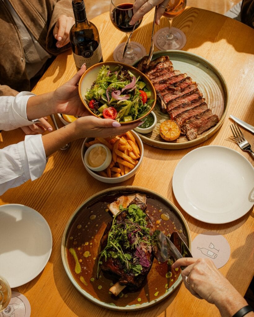 Sliced steak, lamb shank and shared plates at Woolwich Pier Hotel Woolwich Sydney