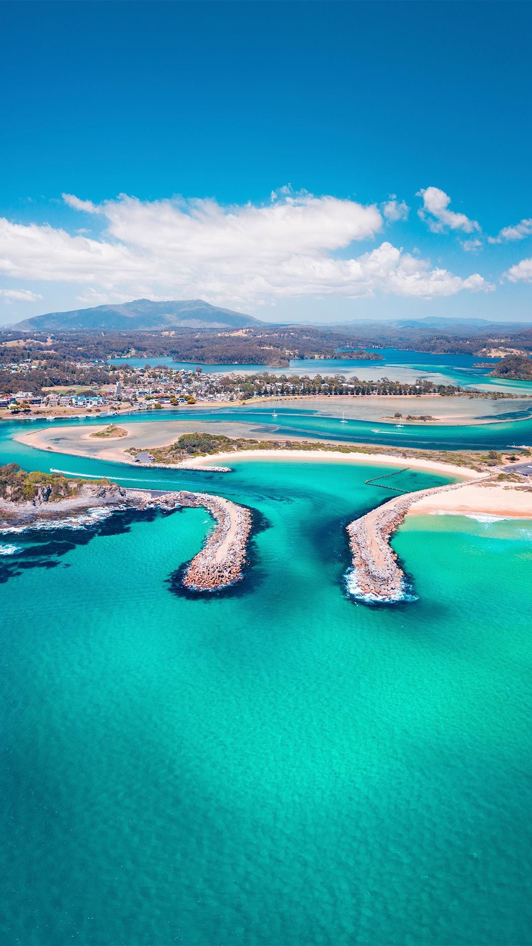 Scenic coastal views over Wagonga Head and Wagonga Inlet, Narooma.