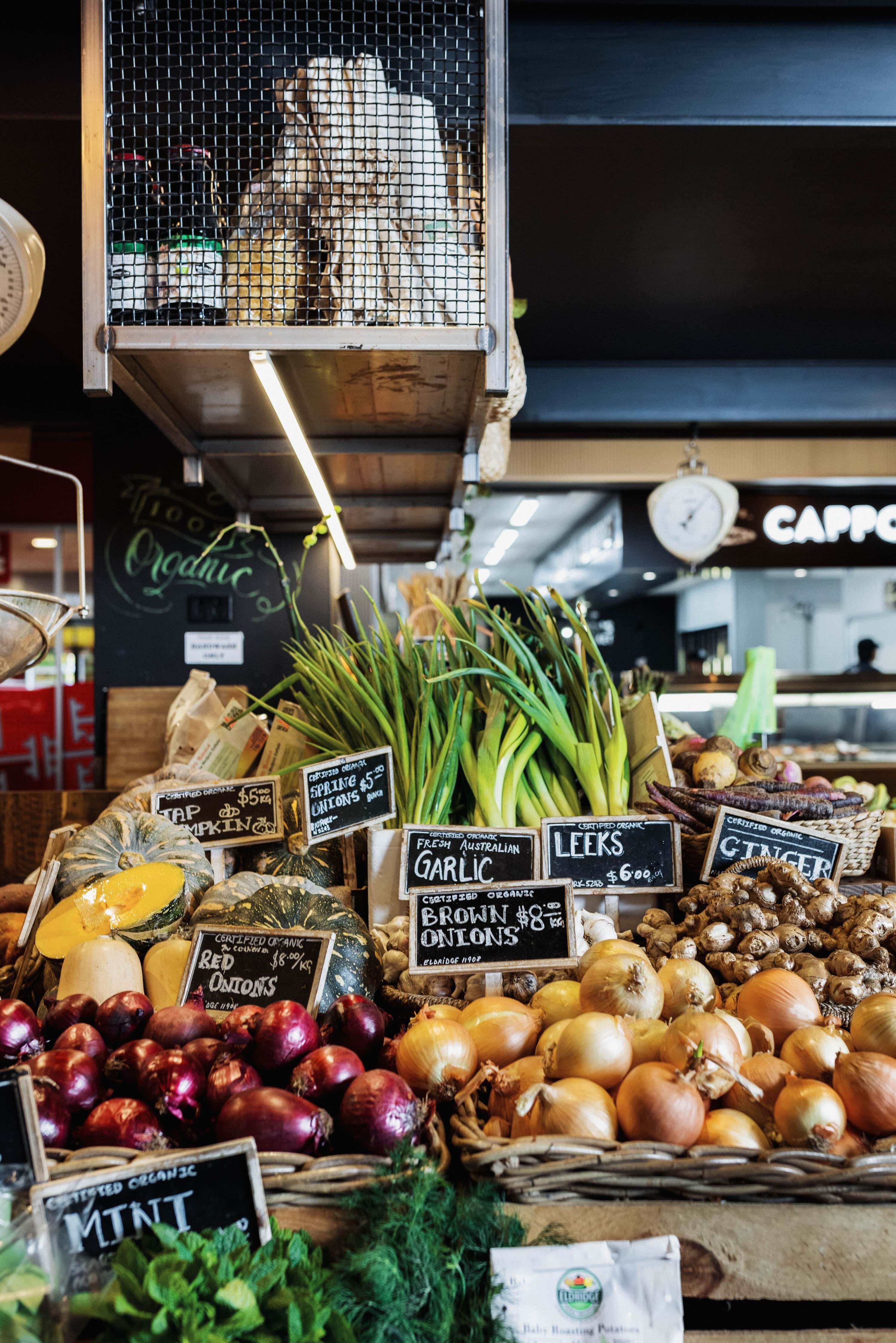 Fruit and veg stall at the Adelaide Central Market.