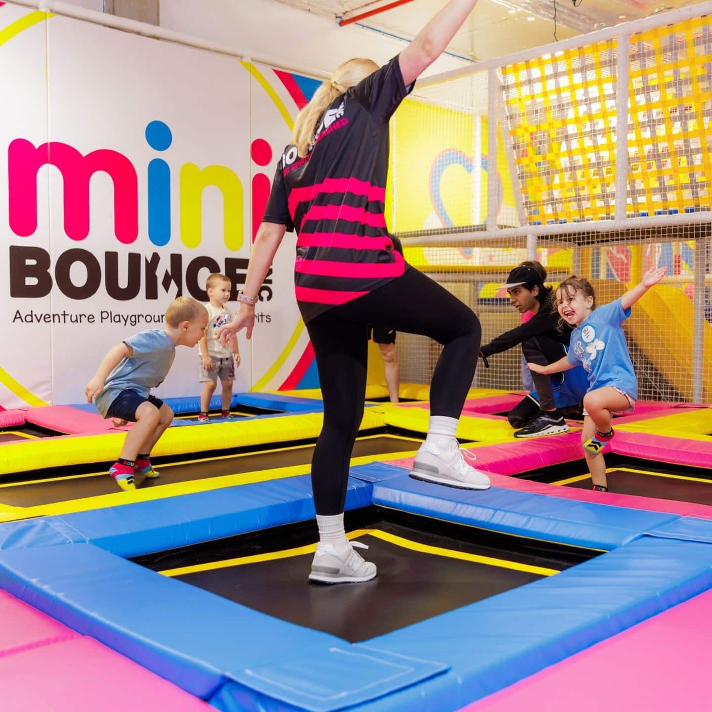 An employee running a group session at Mini Bounce in Ipswich
