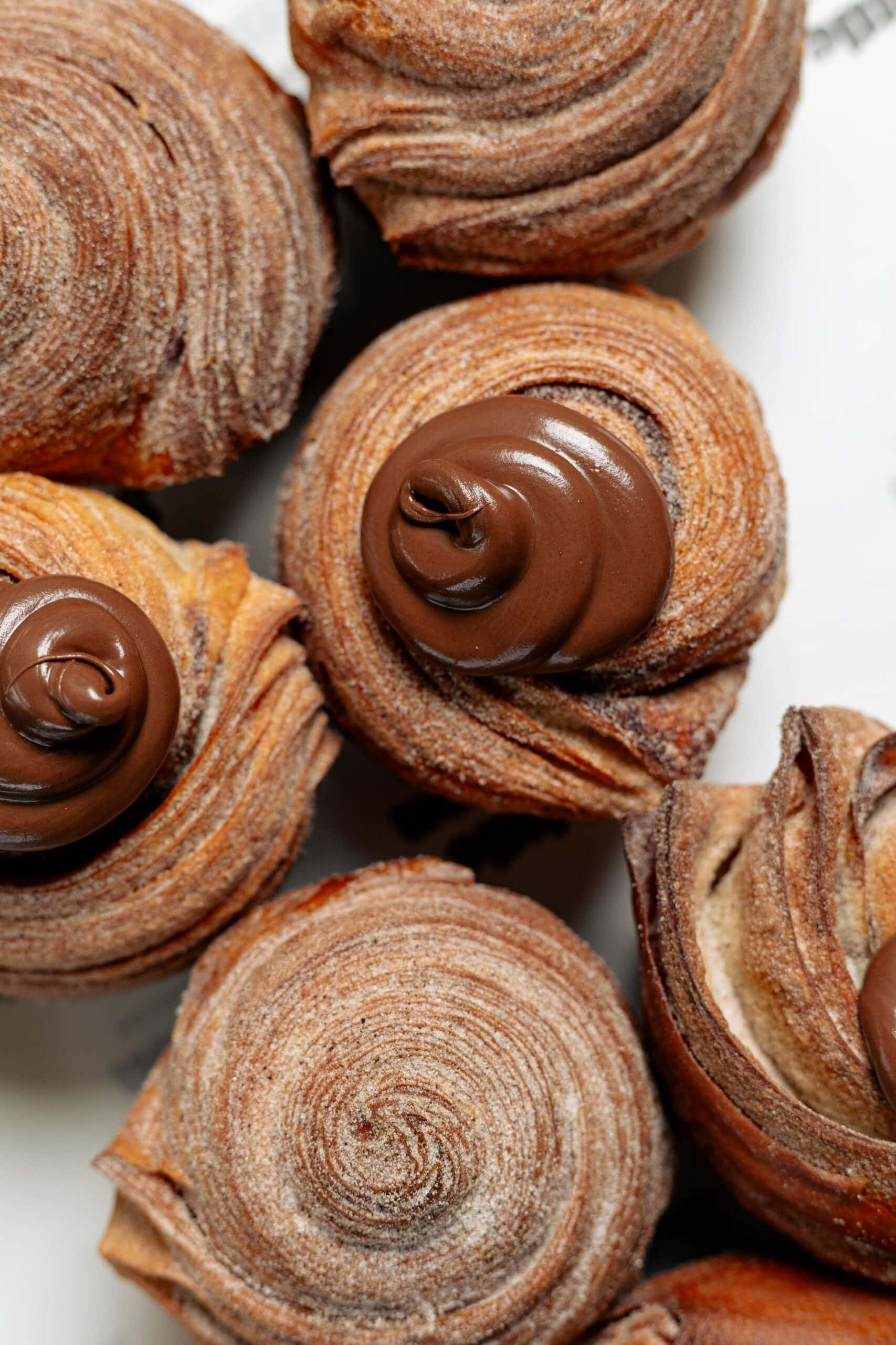 Chocolate-filled swirl pastries at Little Sutton Bakehouse Deakin Canberra