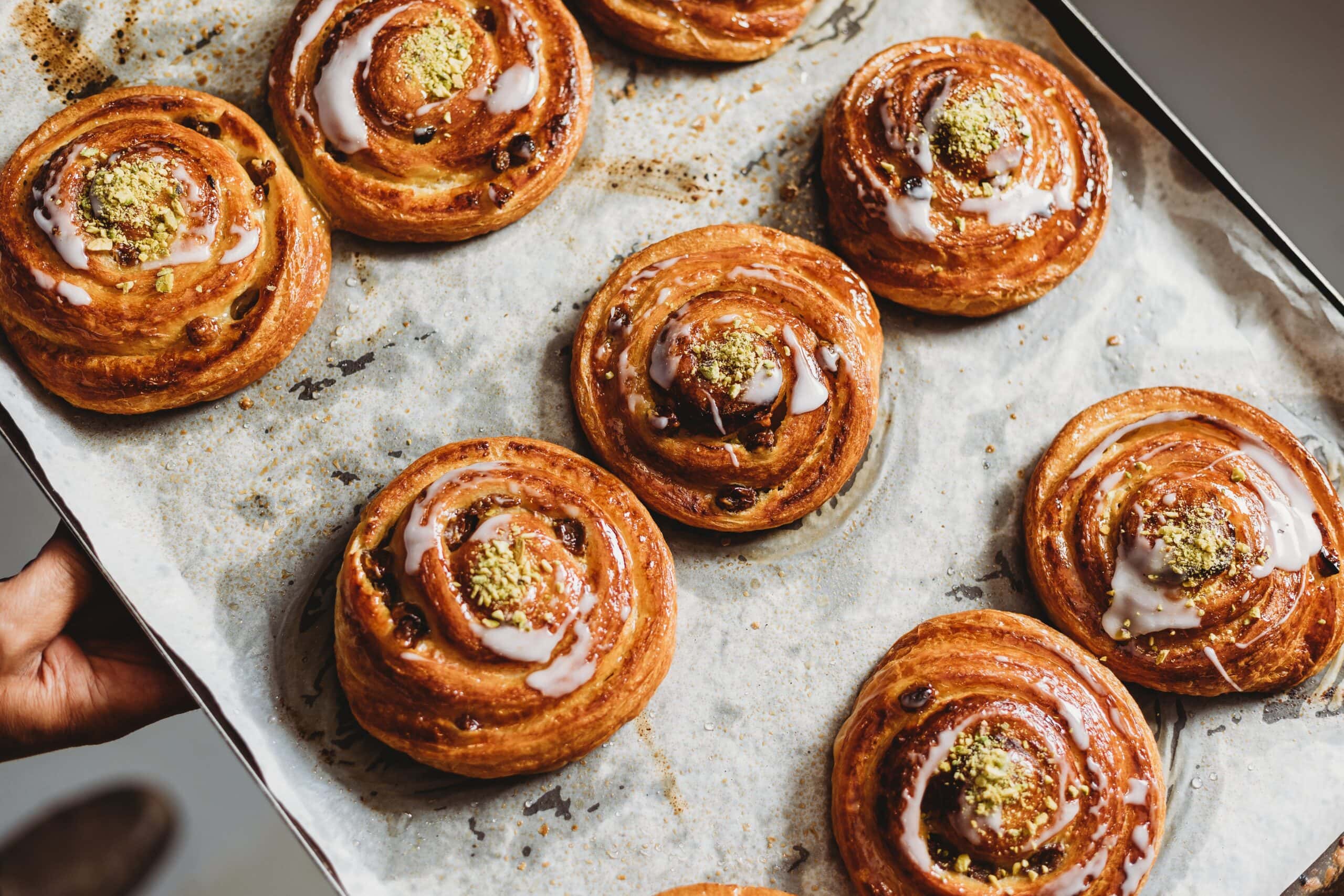 Pistachio and iced Danish pastries at Little Sutton Bakehouse Deakin Canberra