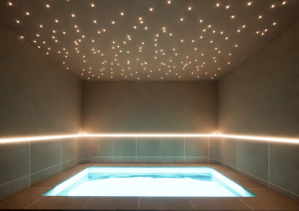 Float room with glowing pool and starlit ceiling at AURA Bathhouse Crowne Plaza Hawkesbury Valley Windsor NSW