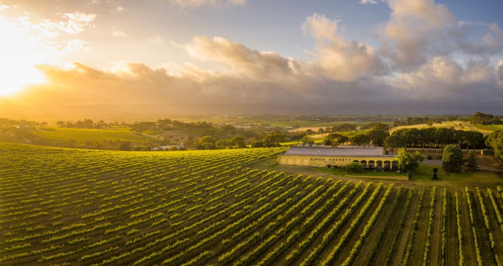 Drone exterior shot of Simon Hackett Winery in SA.