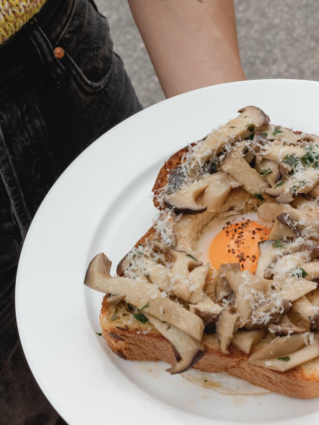 Mushroom egg toast at Hobart Deli