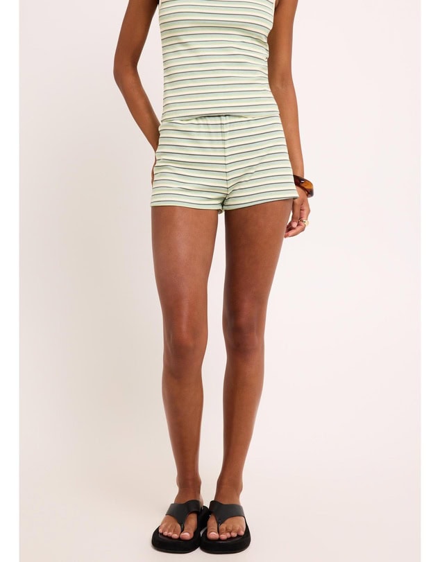 Subtitled Capri Striped Shorts