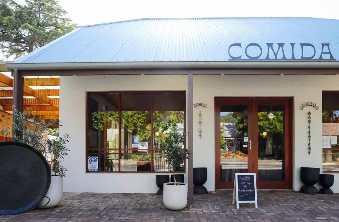 Exterior facade at Comida in Hahndorf.