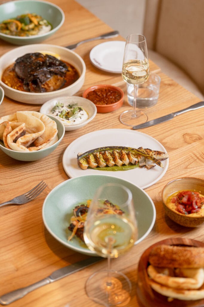 A selection of hot and cold meze plates at FARRA restaurant in Perth