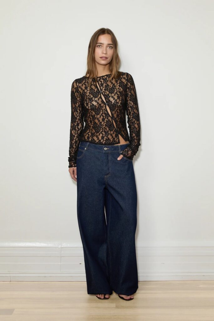 Maison Essentiele Asymmetric Lace Top