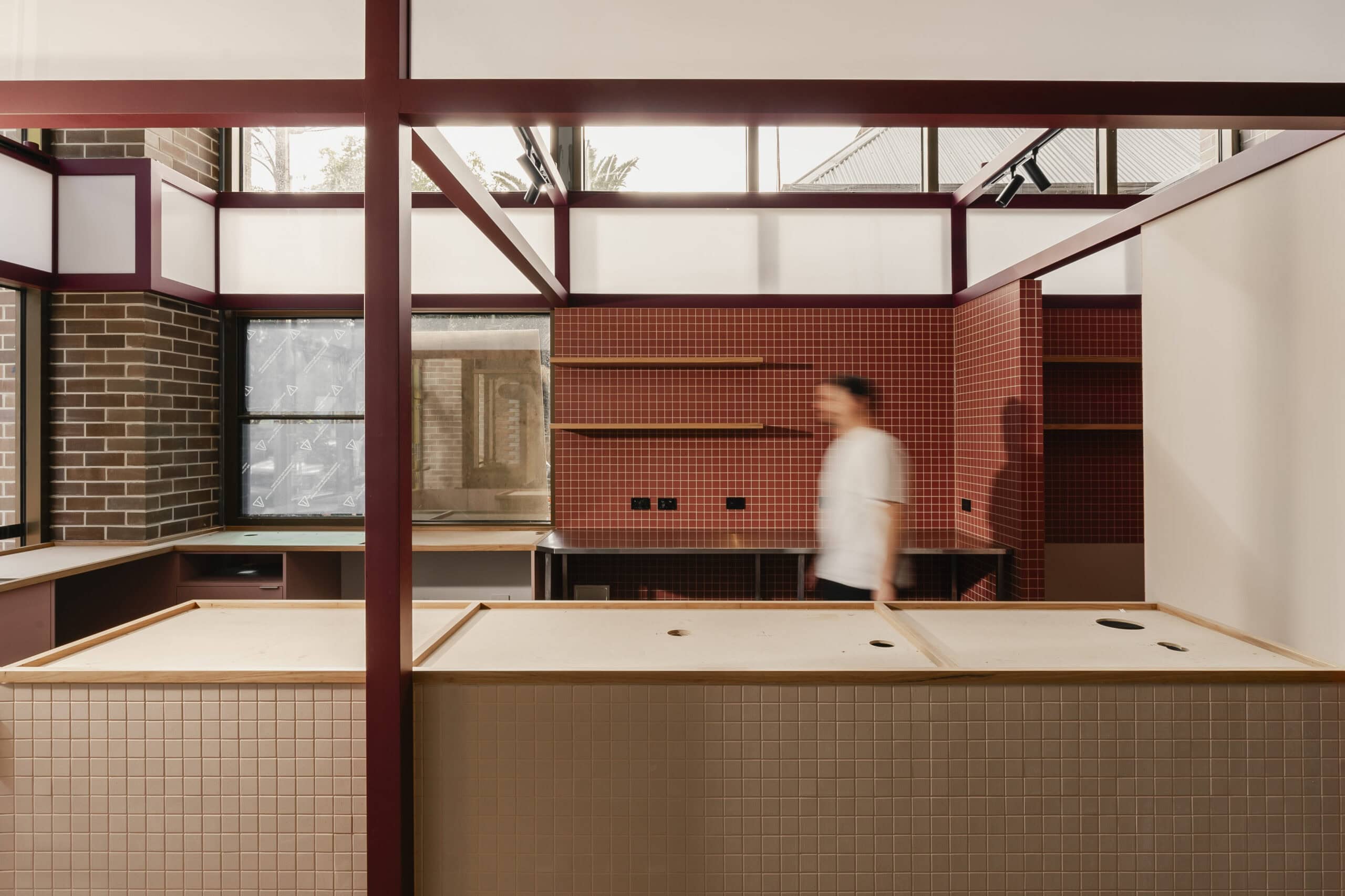 Interior work at new Frankly Bagels location in Kent Town in Adelaide.