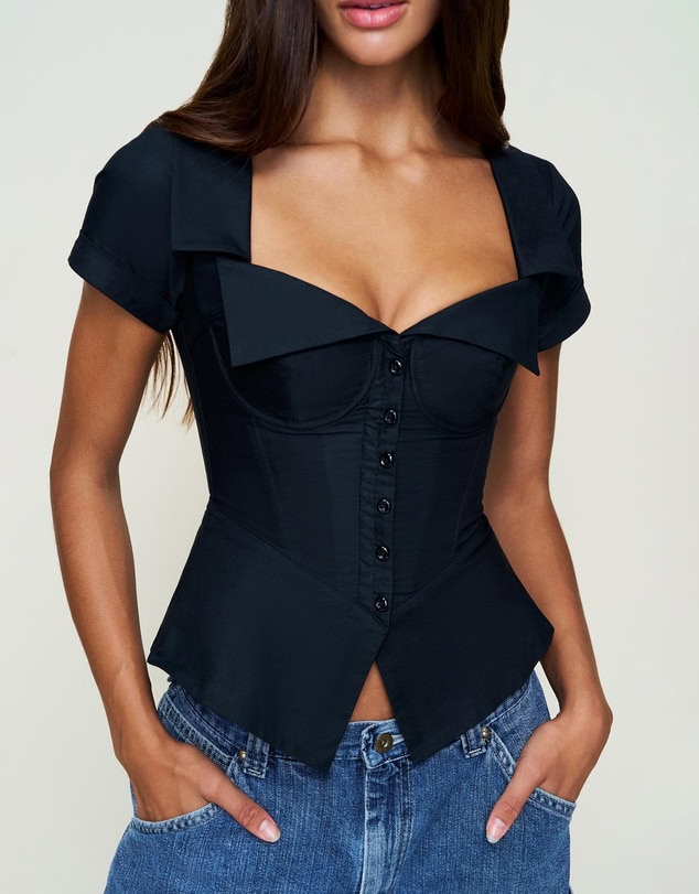 Guzio Short Sleeve Buttondown Corset