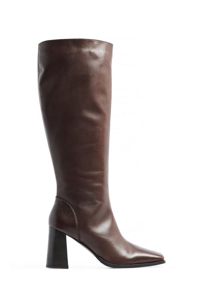 NA-KD Leather Squared Toe Fitted Boots