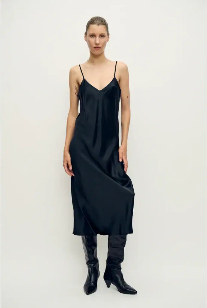 Silk Laundry 90S Slip Dress Black