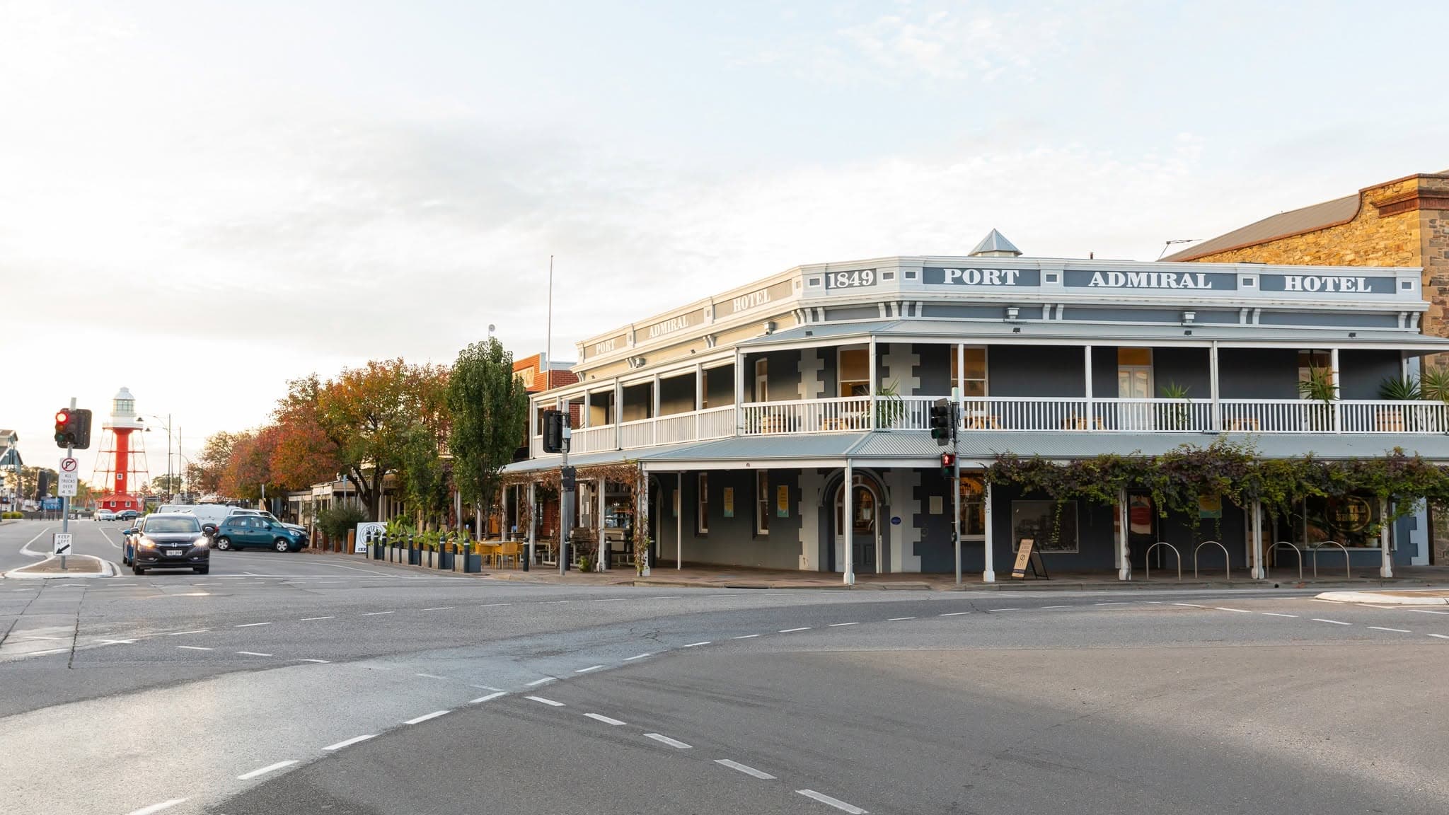 Exterior facade of Port Admiral Hotel in Port Adelaide.