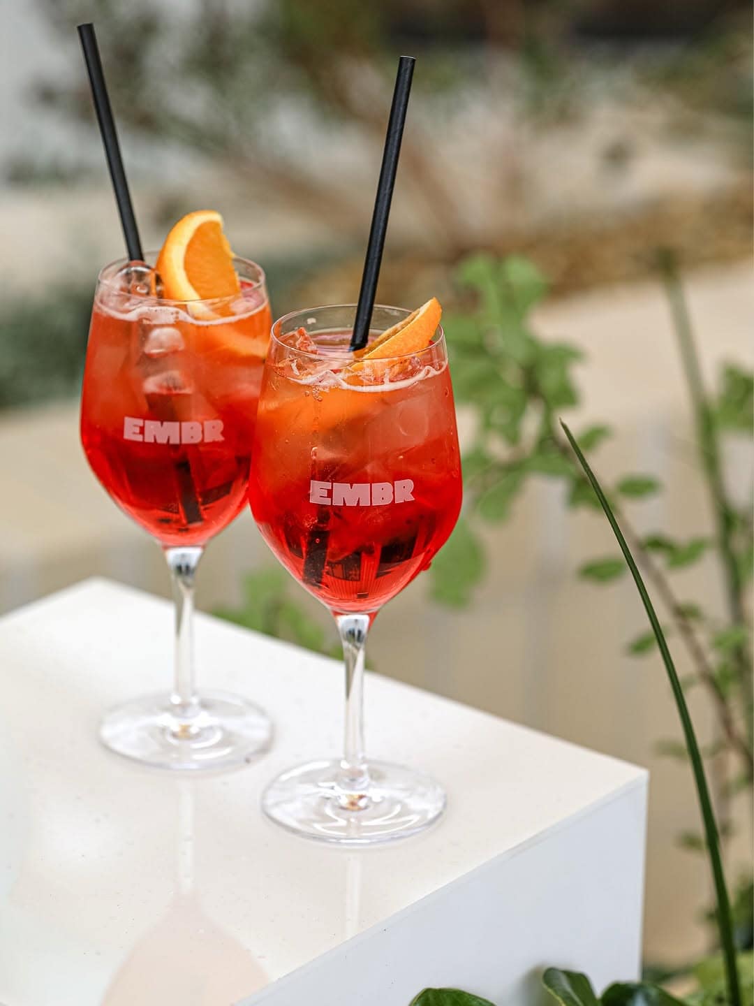 Two glasses of spritz at Wildergreen Moama's onsite Italian restaurant, Embr.