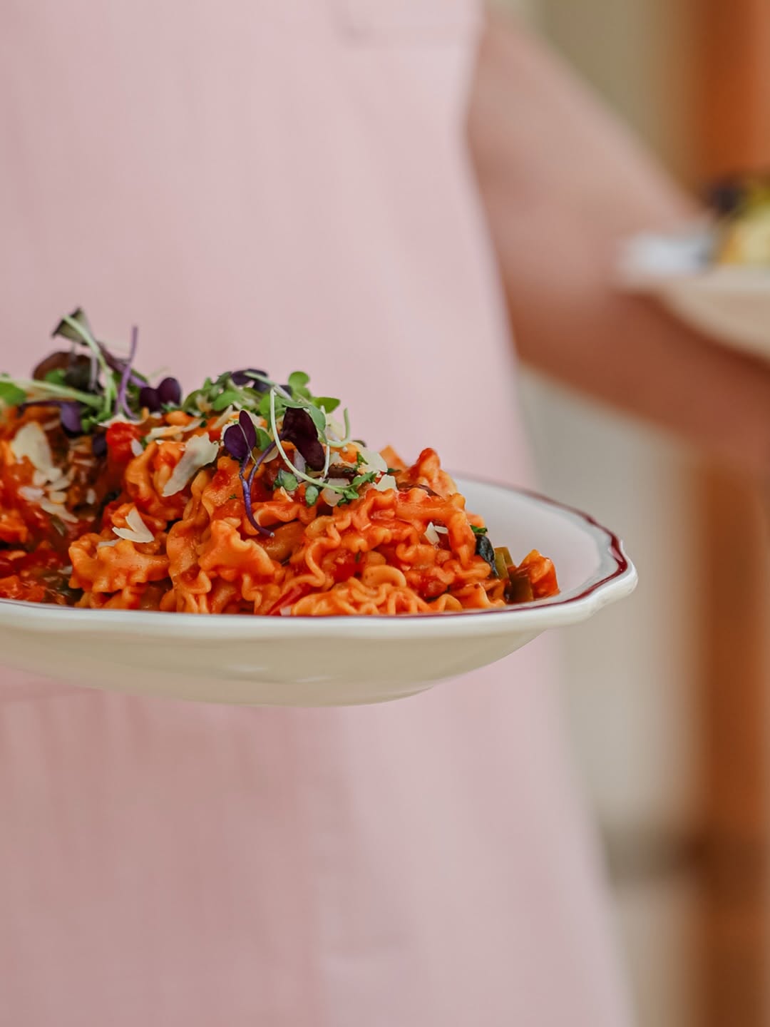 A plate of saucy pasta at Embr, Moama.
