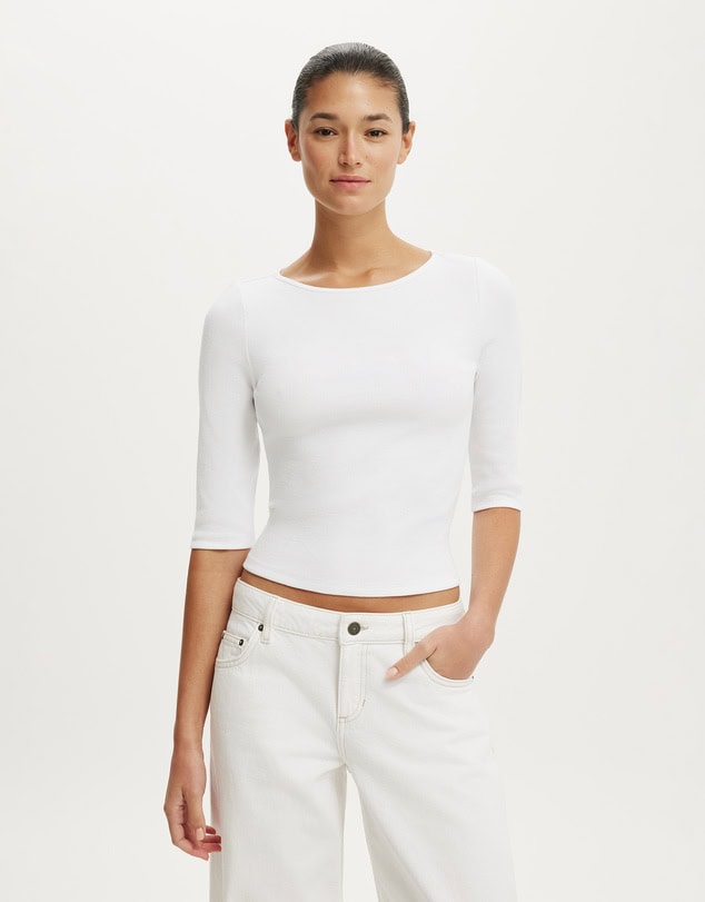 Cotton On Boat Neck 3/4 Sleeve Top