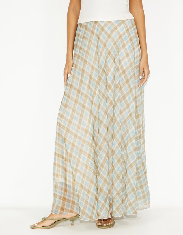 Dazie Afloat Check Maxi Skirt