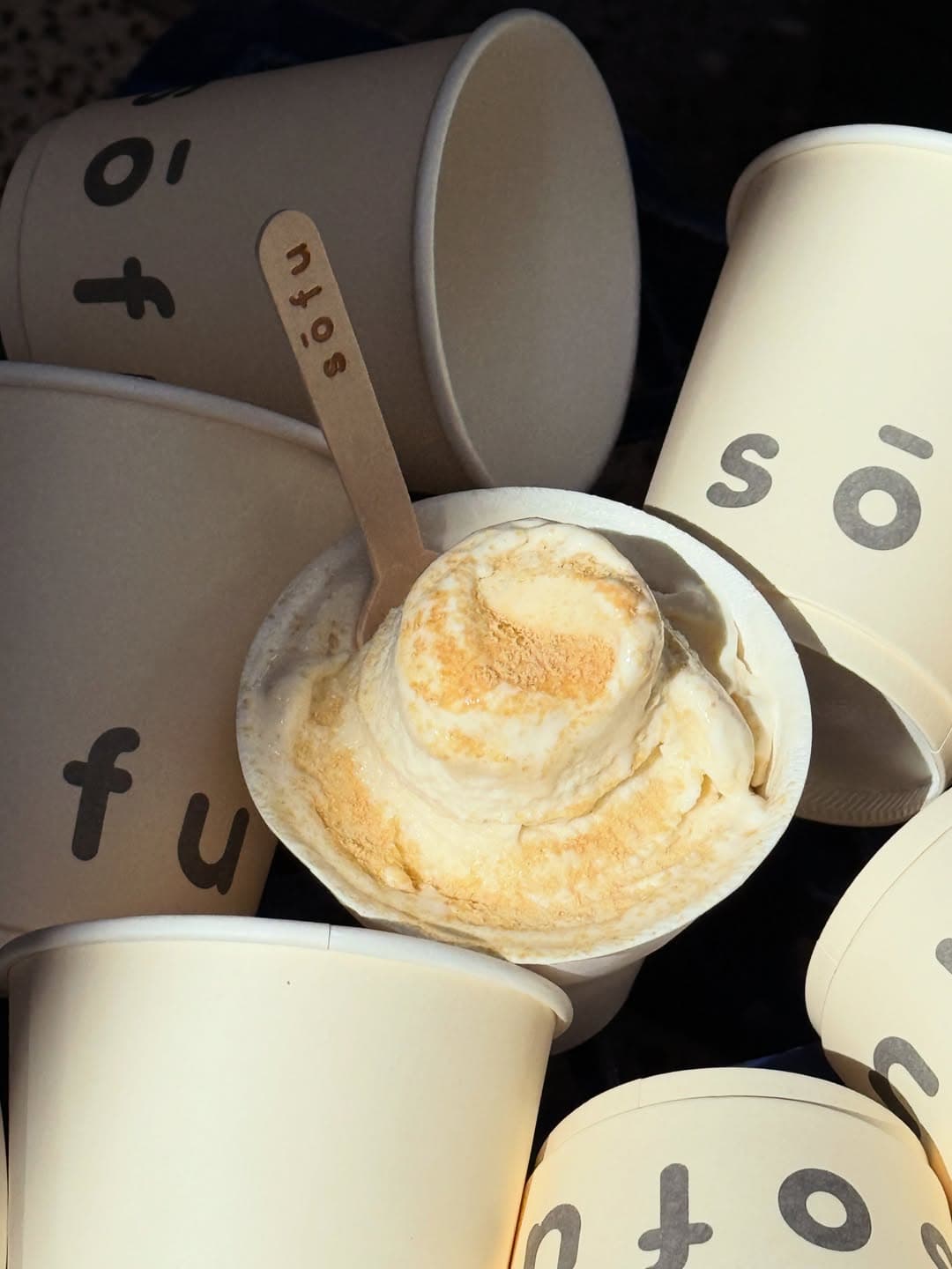 Multiple cups of tofu gelato from Sofu in Brisbane