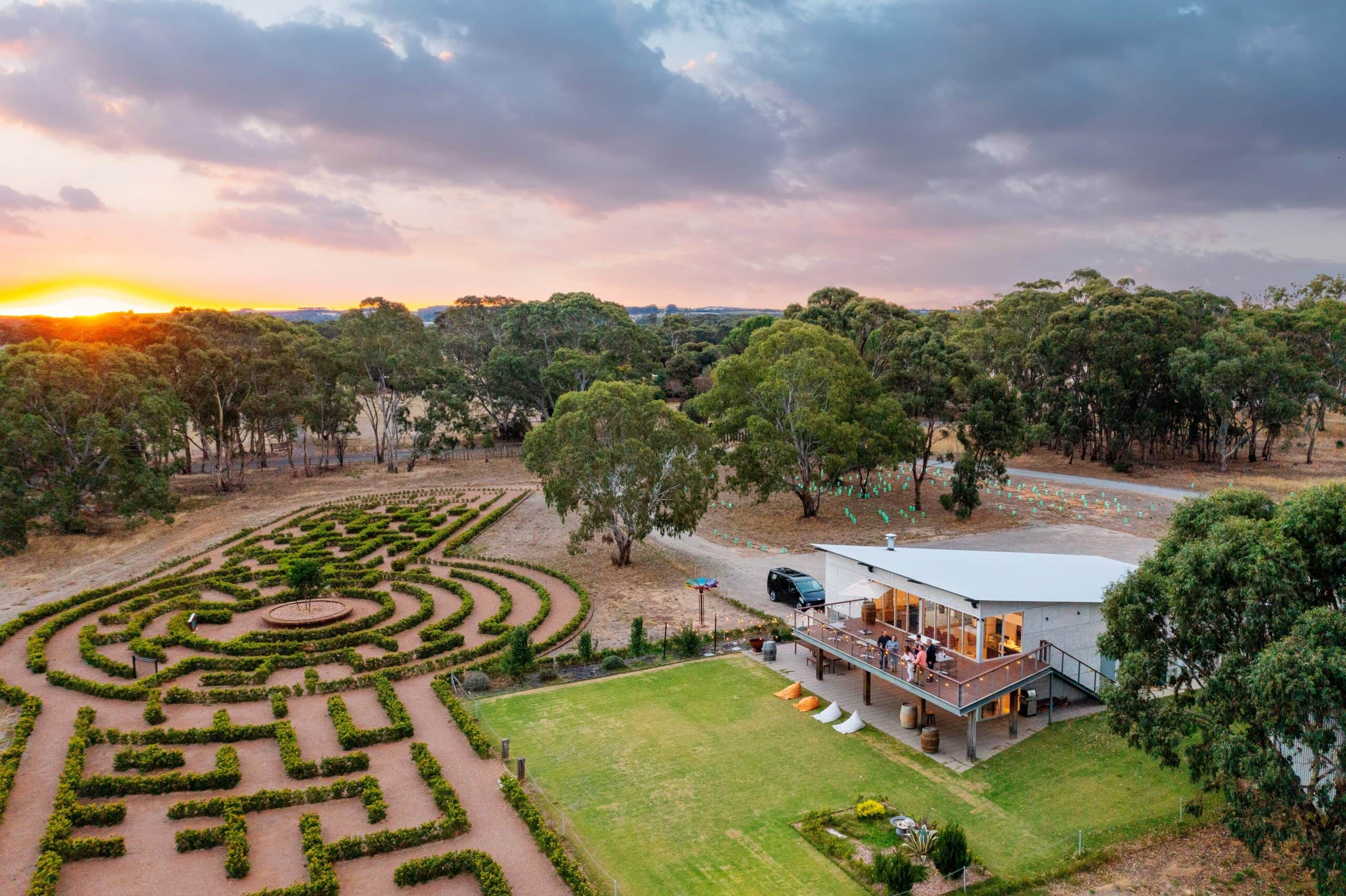 Aerial shot of Ubertas Wines in Barossa Valley.