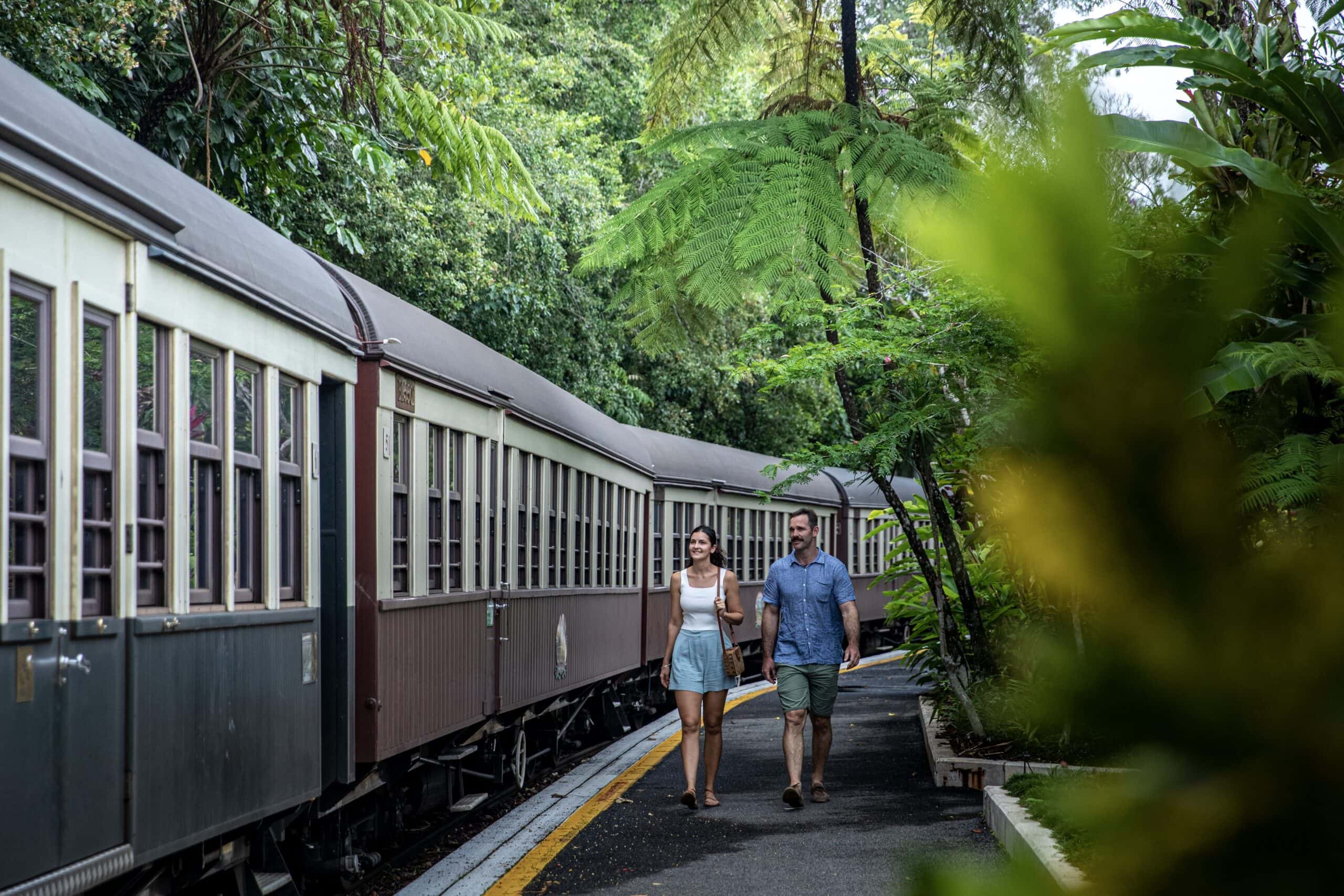 Couple experiencing Kuranda Scenic Railway