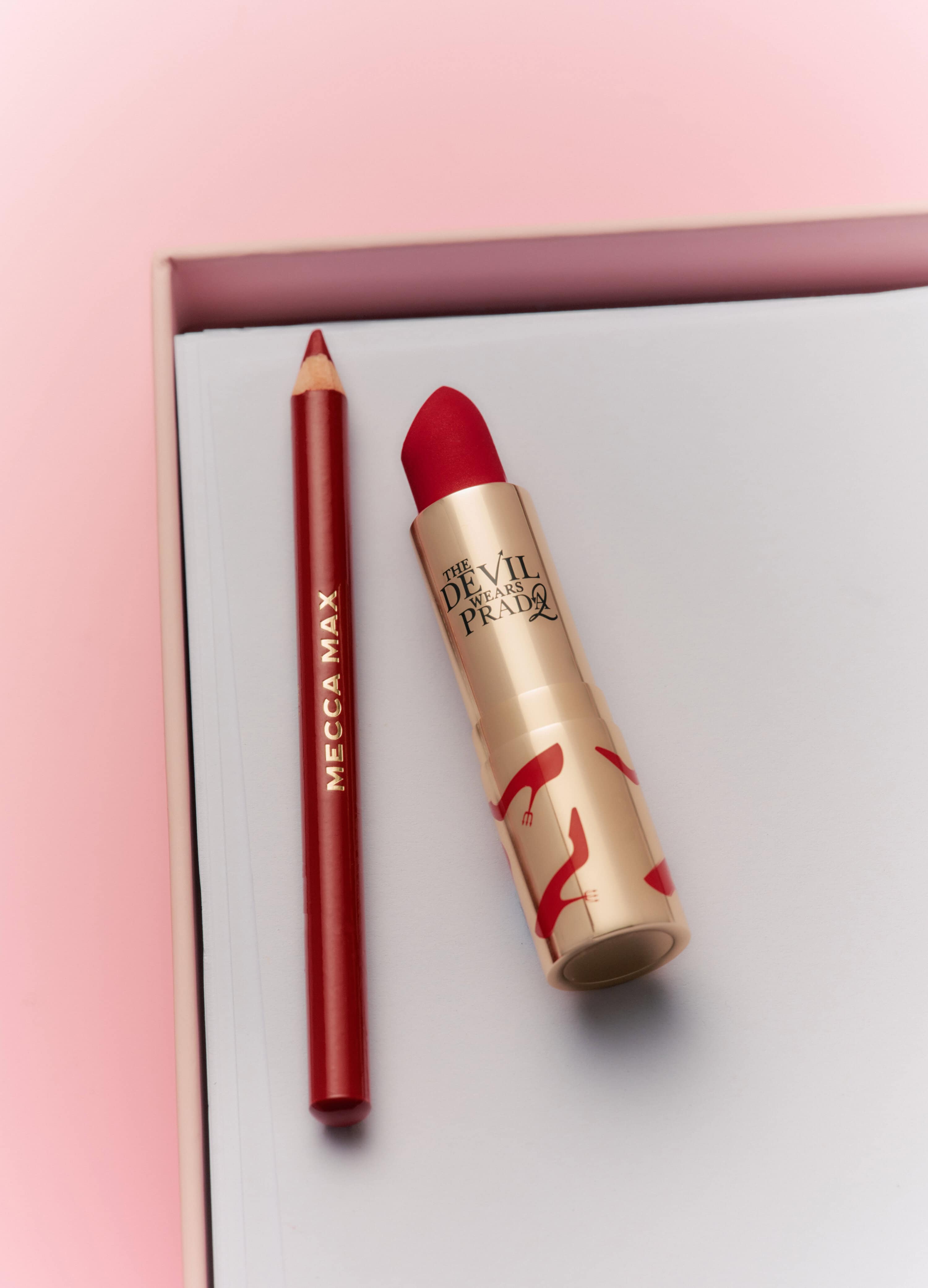 devil wears prada x mecca max red lipstick collaboration