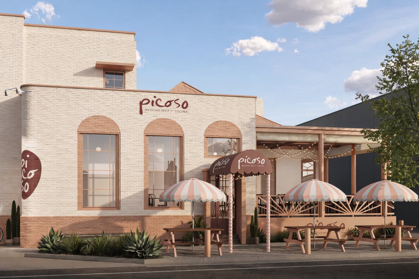 Exterior render of Picoso Mexican Bar y Cocina in Adelaide.