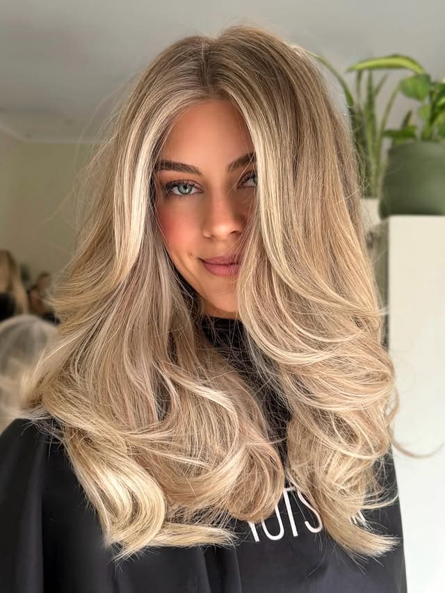 hair model posing with freshly styled hair at Yots salon in Adelaide.