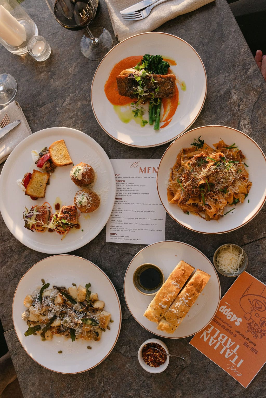 Our Italian Table dining offer at Lucianos on the Marina.