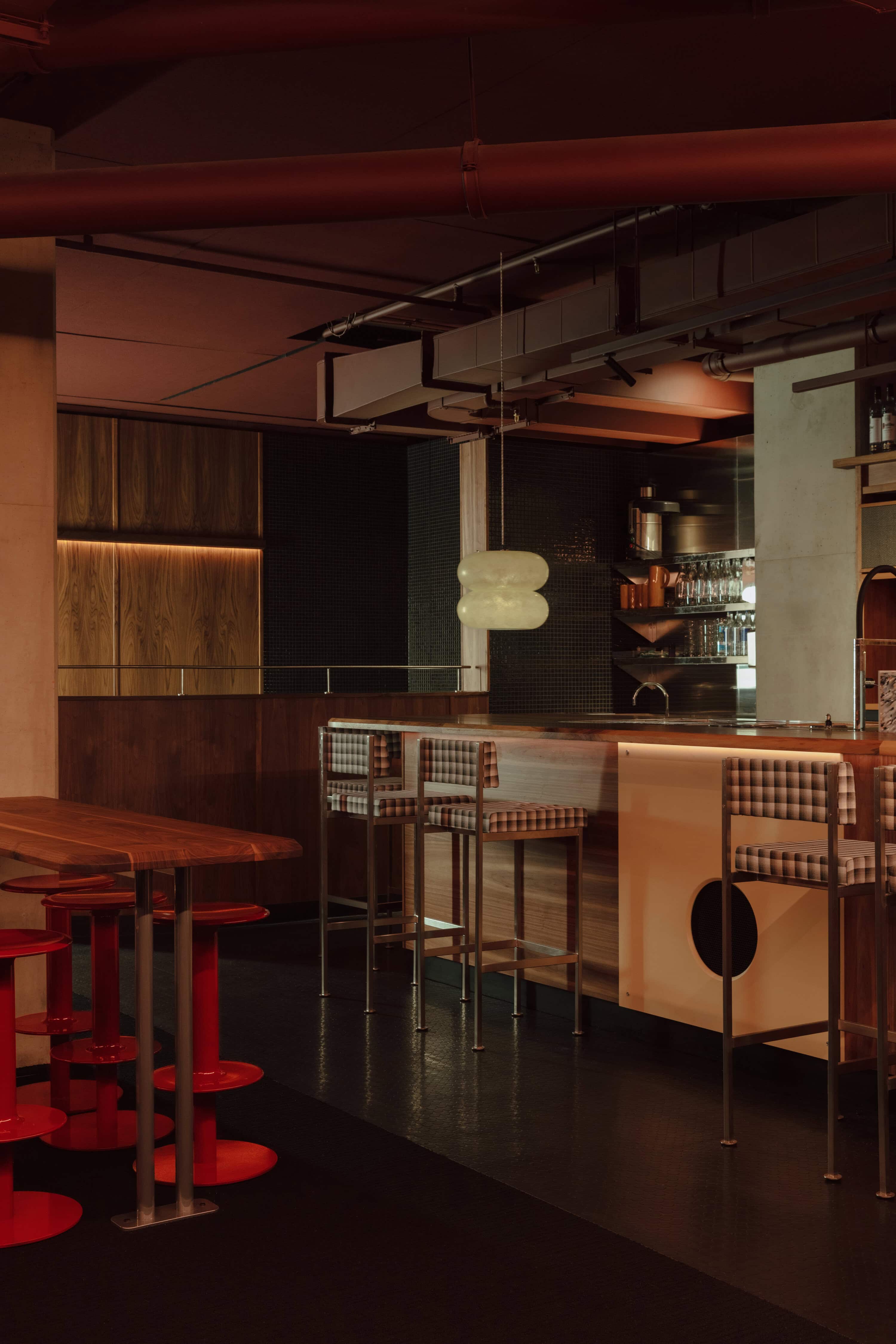Interior design details of Honeydripper bar in Adelaide.