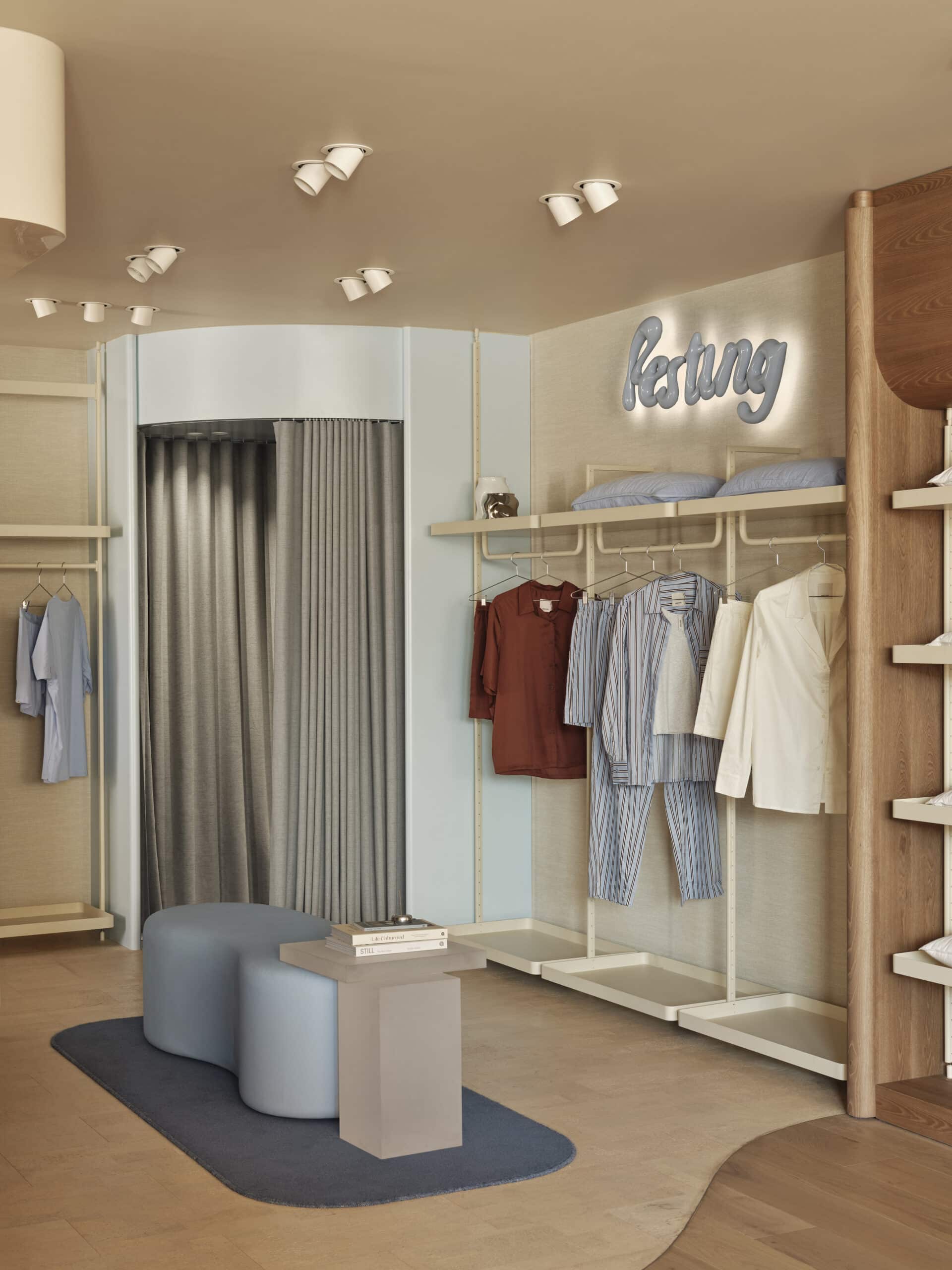Interior design details of Sheet Society store at Burnside Village.