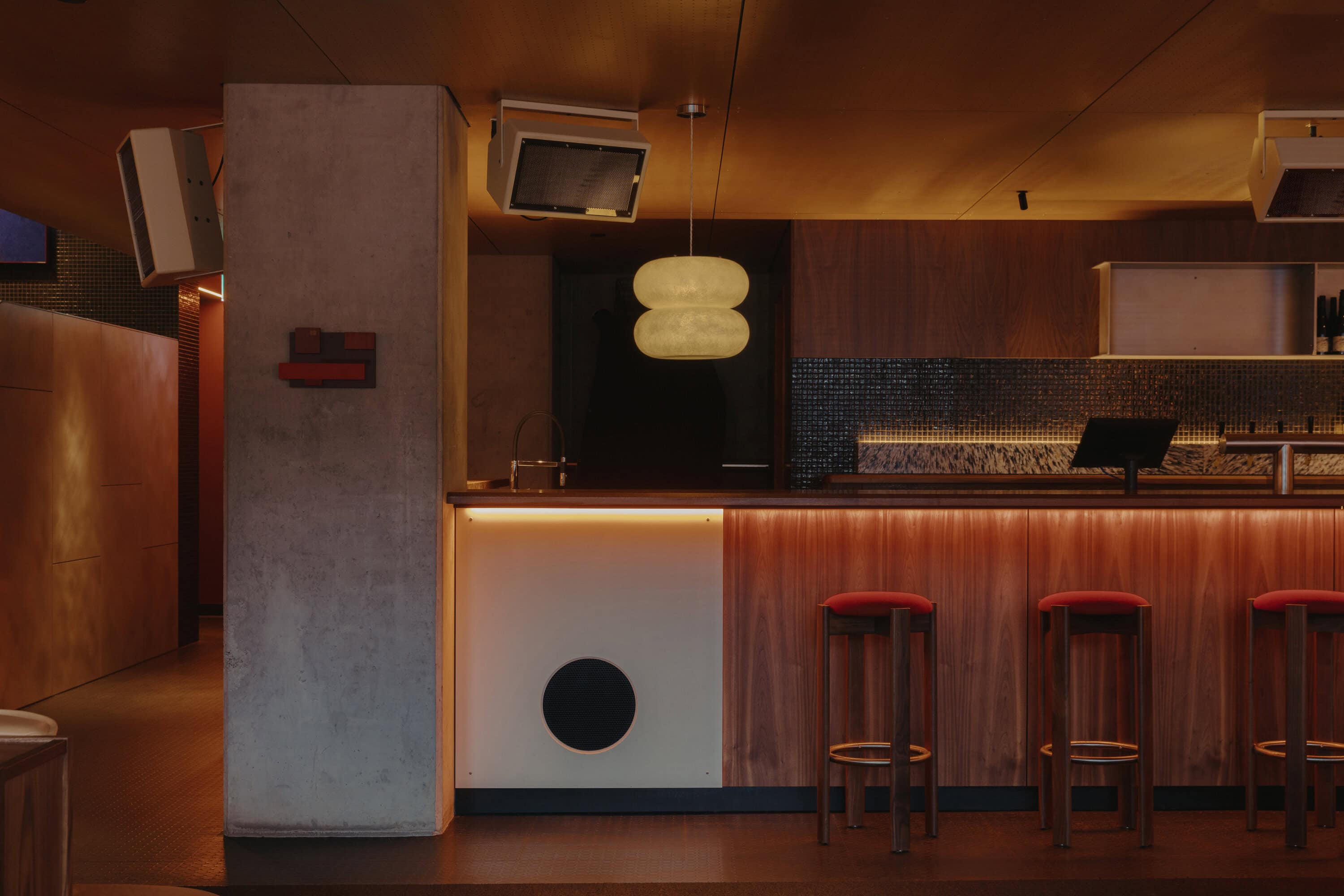 Interior design details of Honeydripper bar in Adelaide.