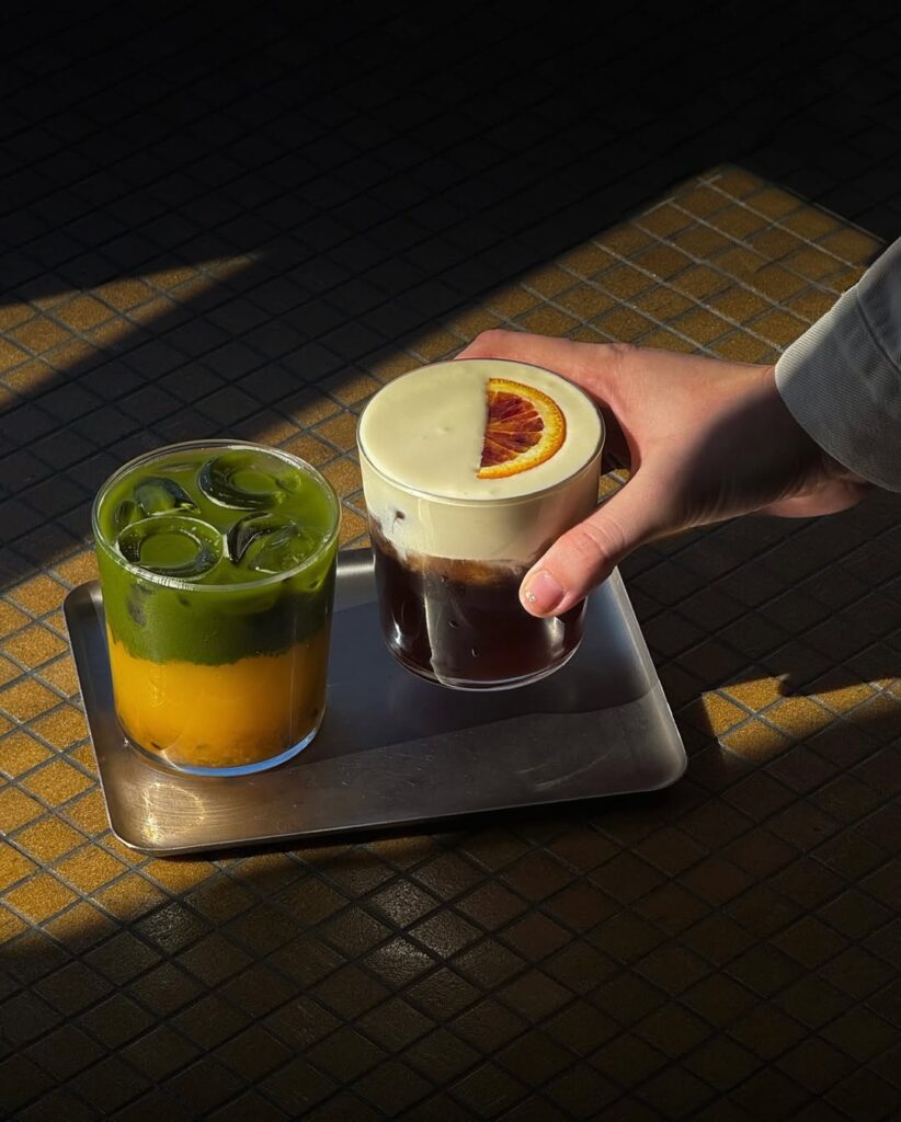 a tropical iced matcha and blood orange mont blanc from KITH