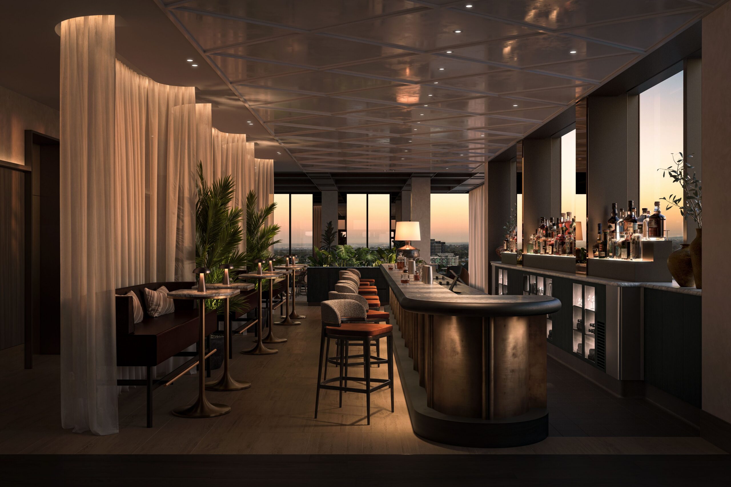 Artist impression of rooftop bar at new Little National Hotel Adelaide.