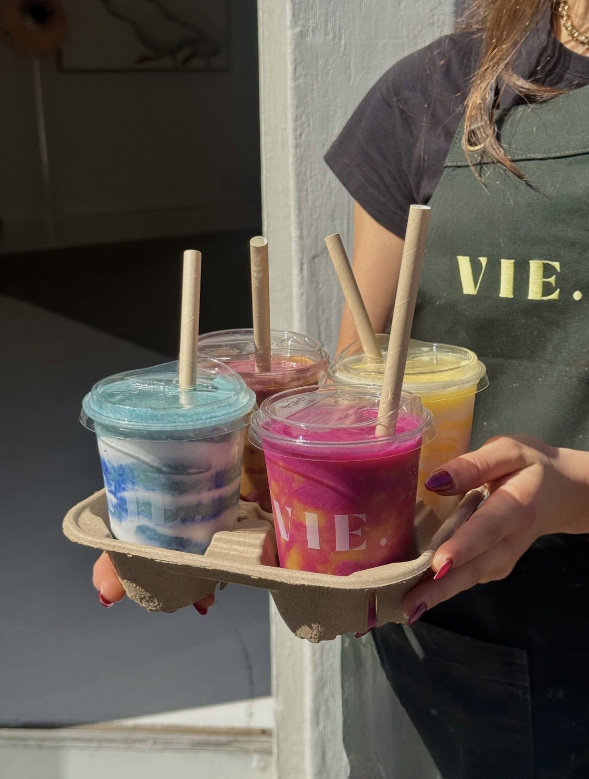 Colourful smoothies at VIE Market and Wellness Bar Paddington Sydney