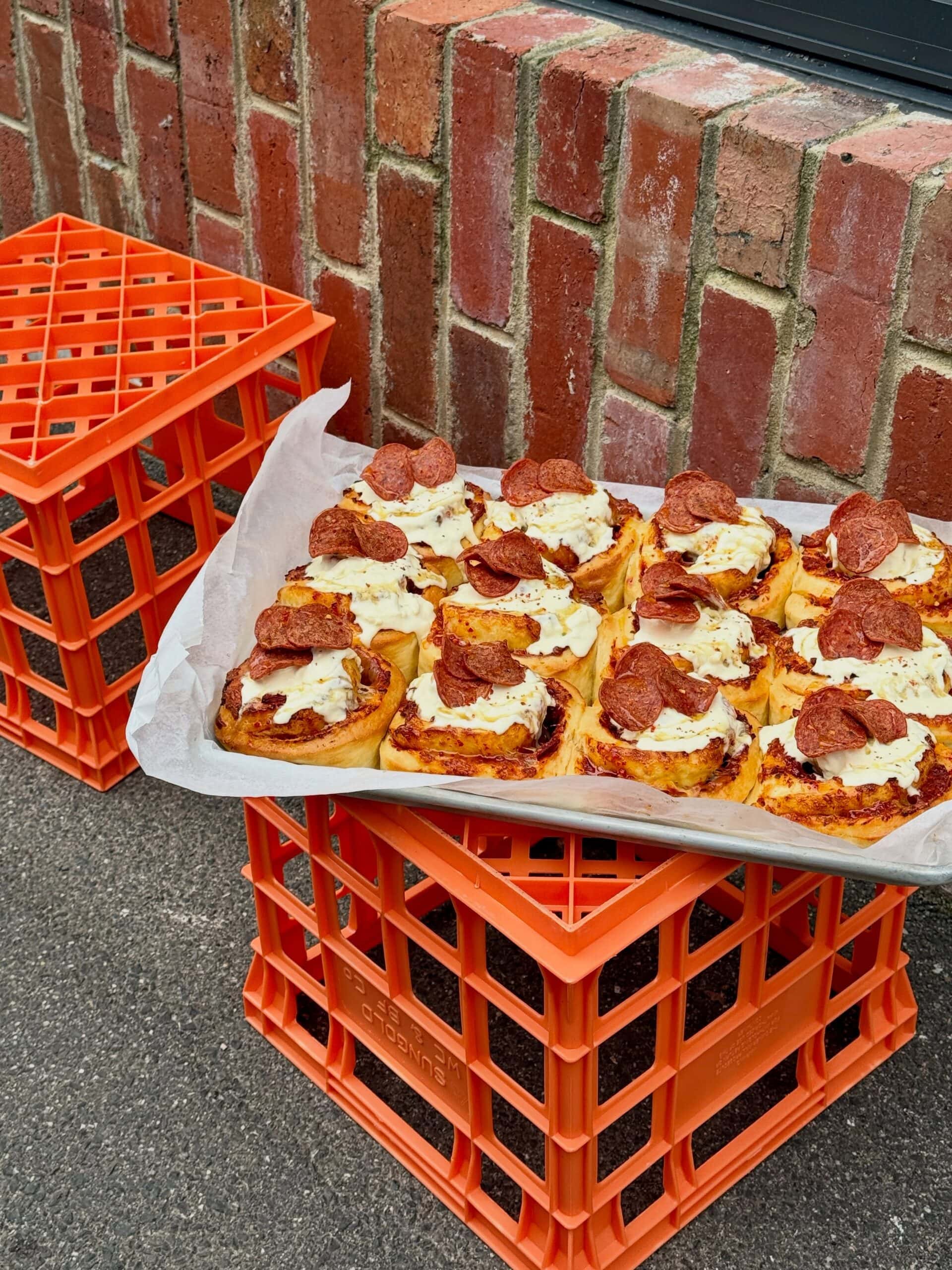 pepperoni and stracciatella topped scrolls at dance bakes south melbourne