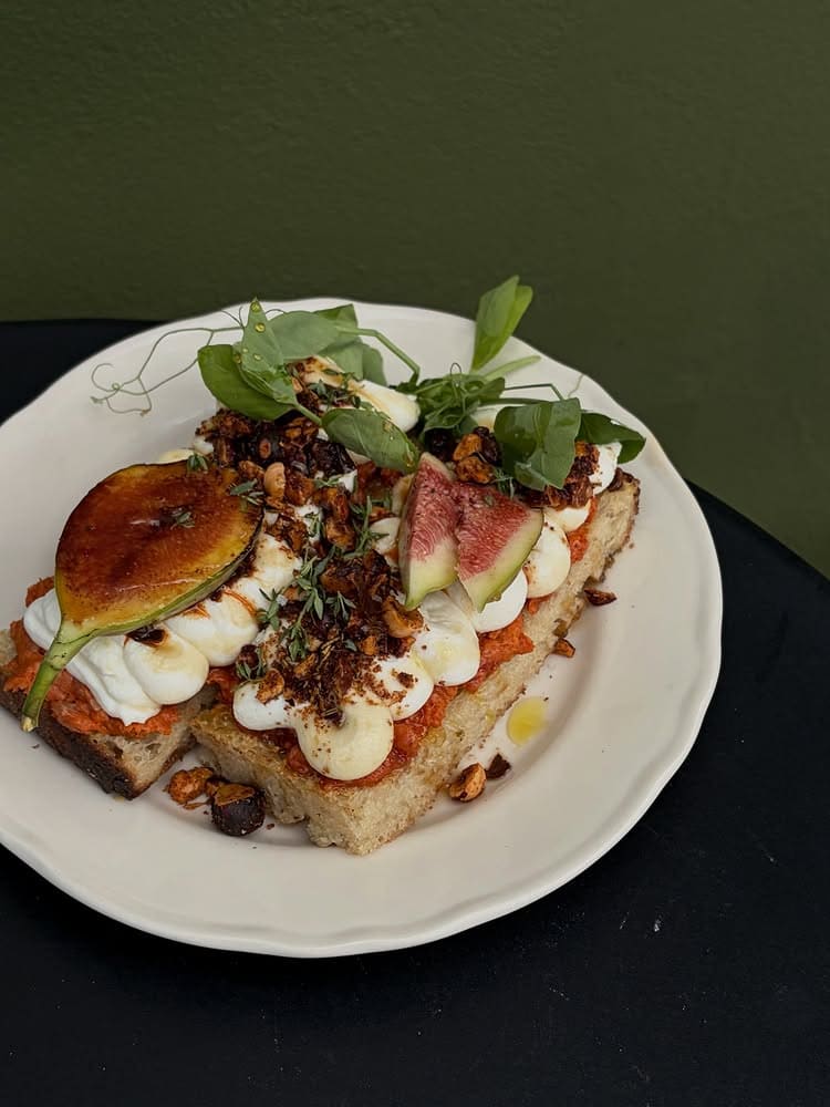 Toast topped with figs and white cheese at Superfreak in Marrickville.