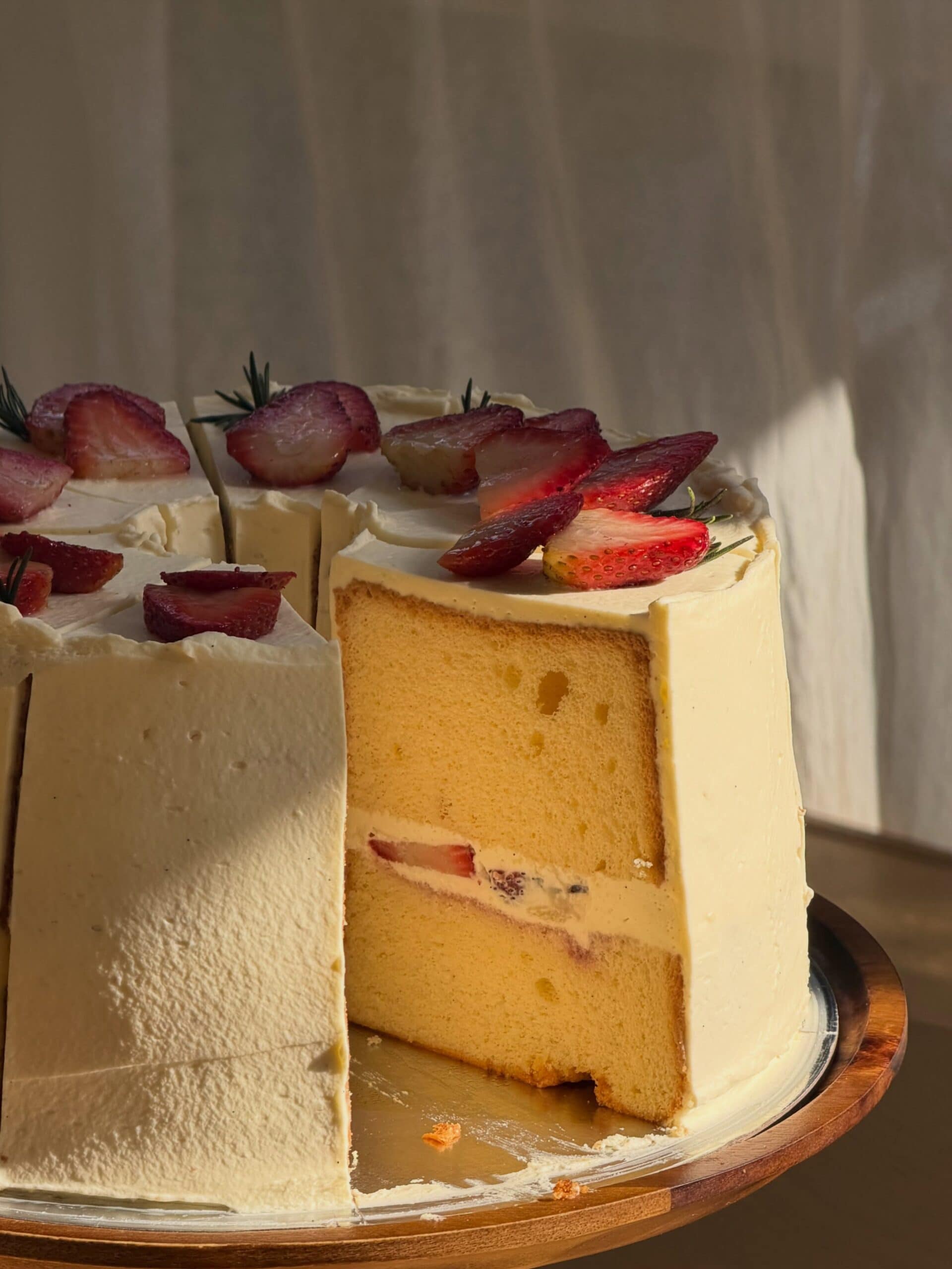 Strawberry chiffon cake at Khanom House Chippendale Sydney