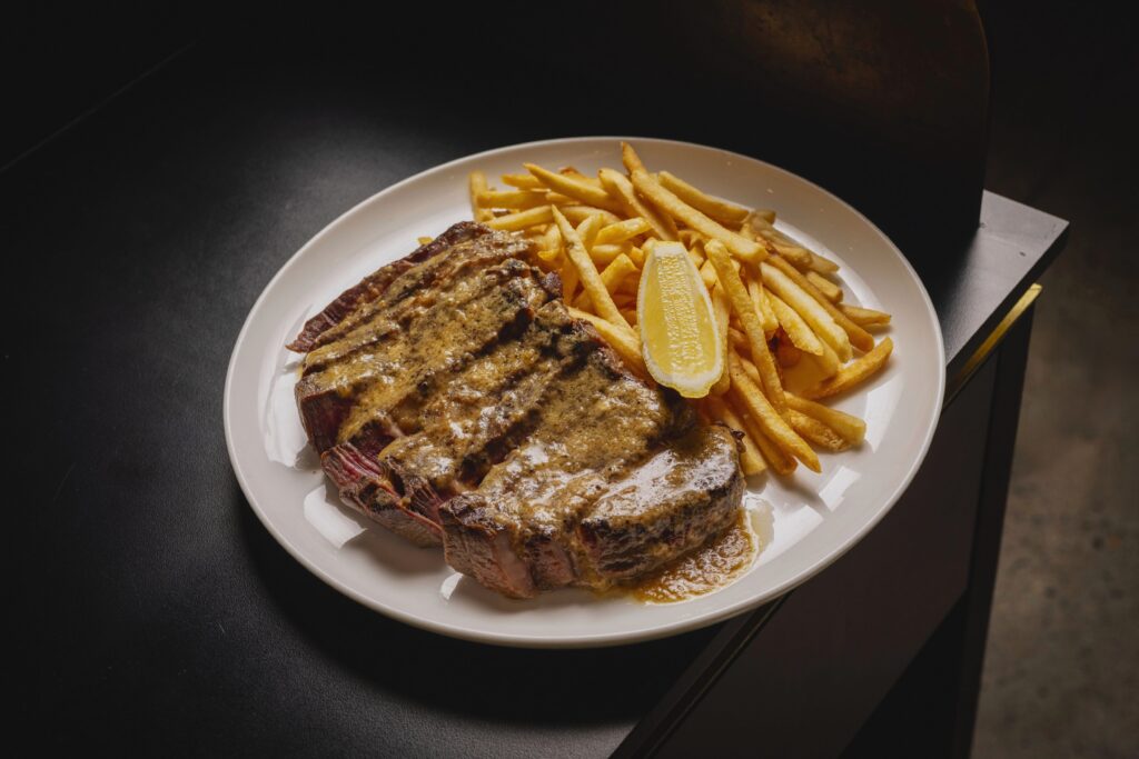 20 Chapel Blackmore Wagyu eye of round steak frites with black pepper and curry leaf sauce Marrickville Sydney
