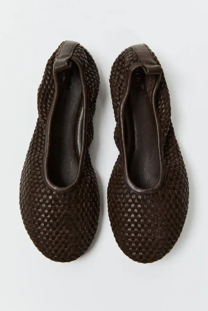 St Agni Lattice Weave Ballet Flat - Coffee