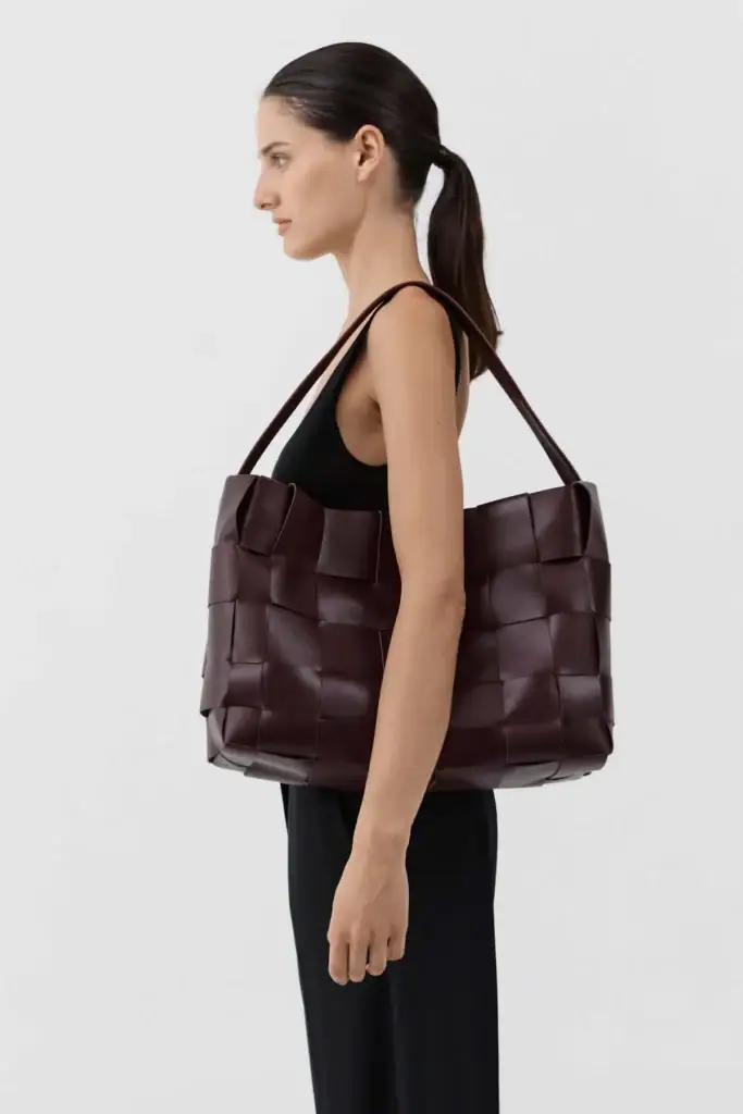 St Agni Woven Large Tote - Plum